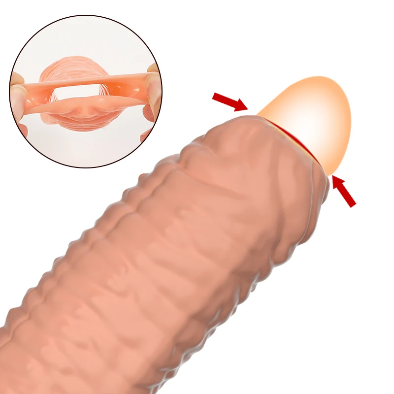 재사용 가능한 콘돔 섹스 토이 남성용 페니스 슬리브 실리콘 마사지 성인 섹스 토이, 여성 게이 페니스 슬리브, 섹스 제품 딜도