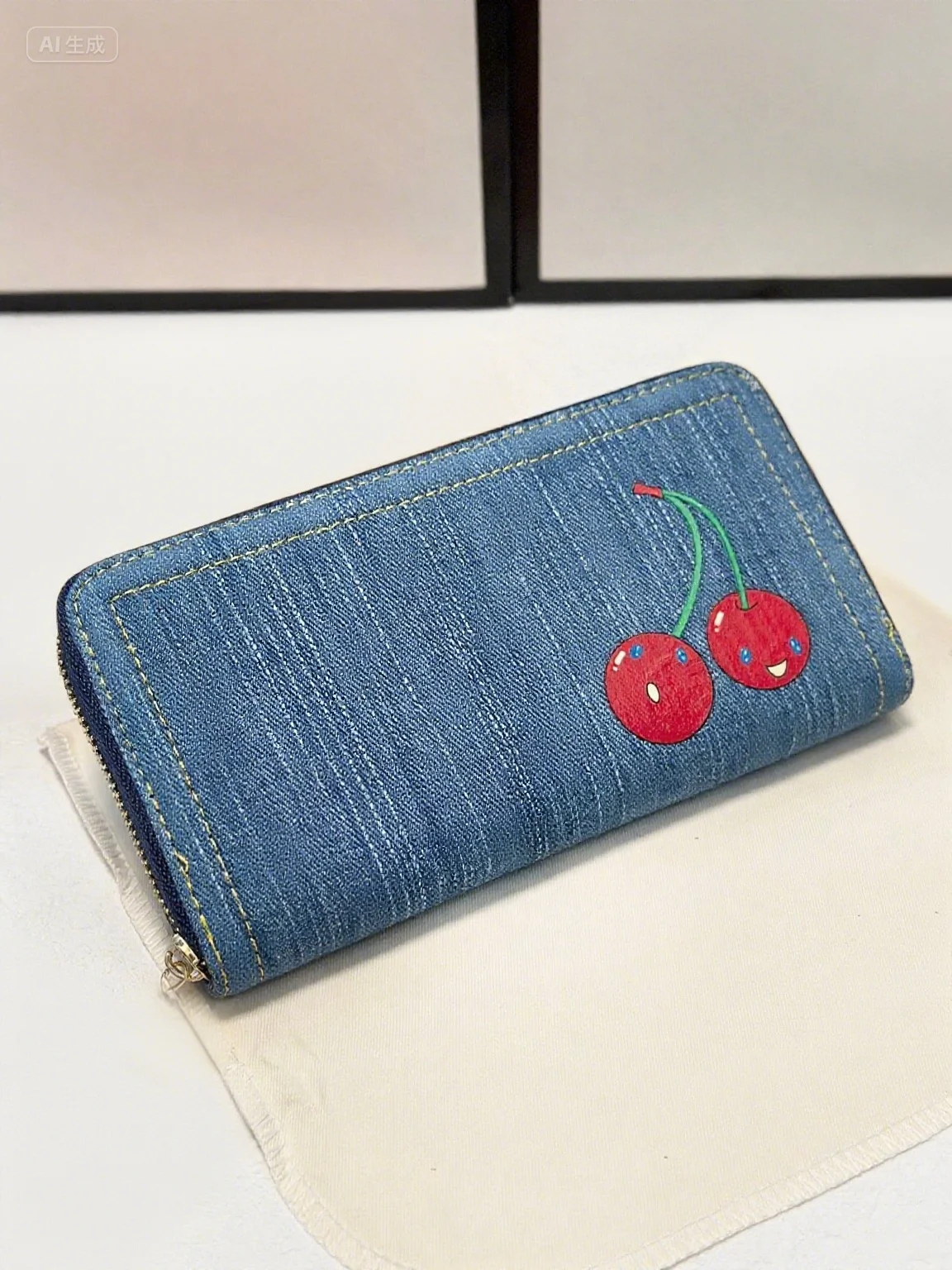Women's Cherry Print Wallet - Cute Short Purse, Card Slots, Coin Pocket, PU Leather, Small Portable for Daily Use