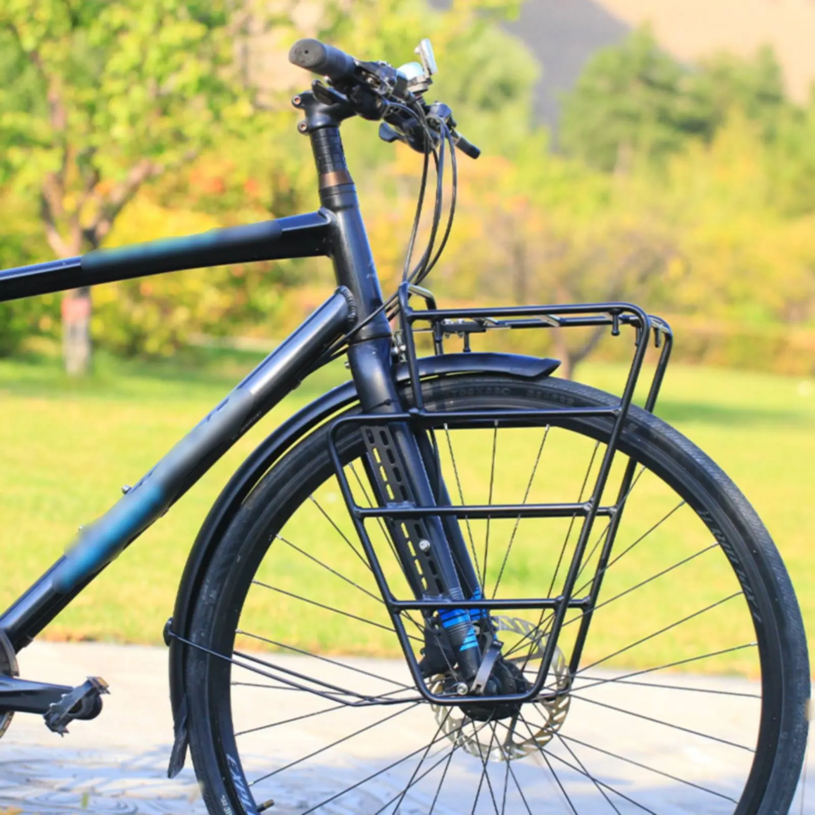 15KG Load Capacity Bike Front Carrier Cargo Rack with Disc Brake Compatibility for Bikepacking Expeditions Cycling Luggage Rack