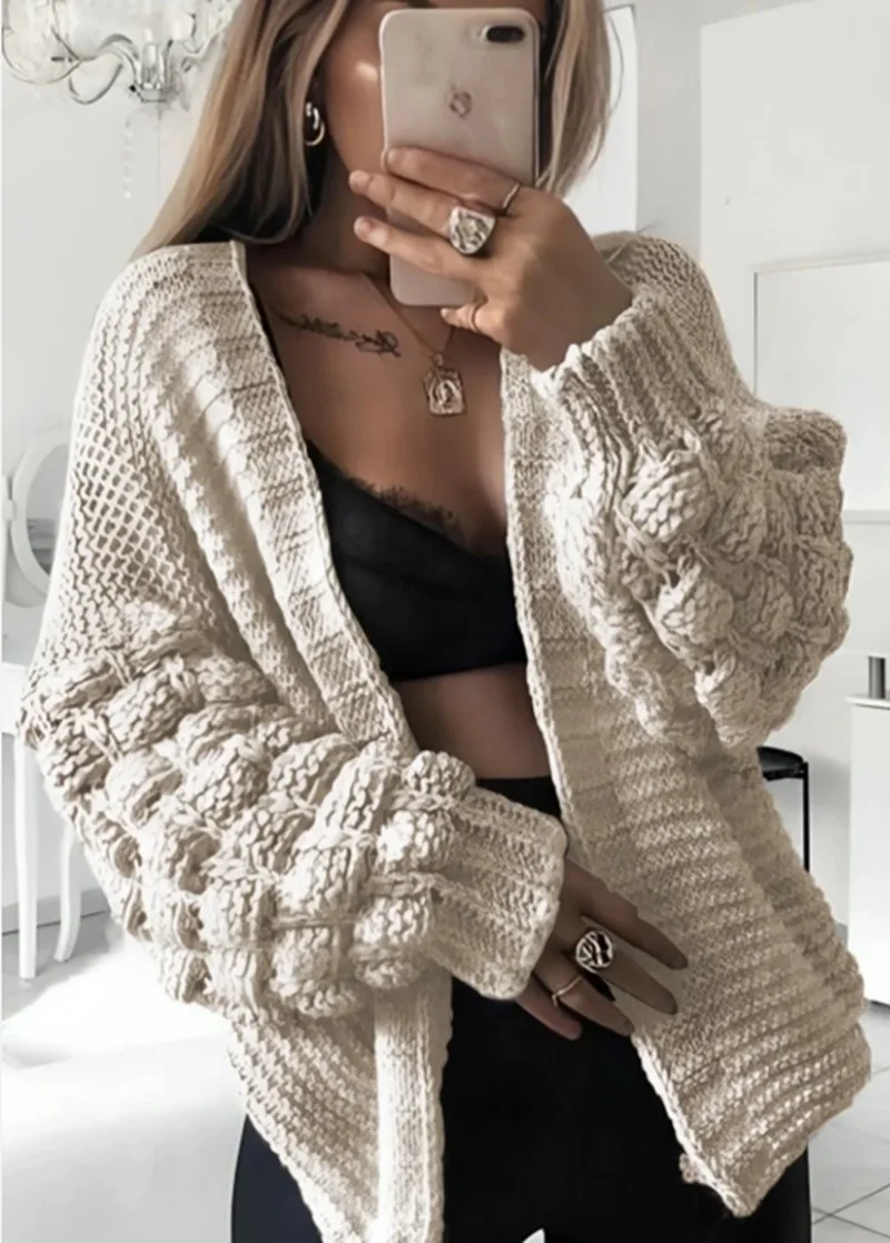 Bubble Sleeves Stylish  Knitted Cardigan  ONE SIZE UK8-14 WOMENWEAR LADIES