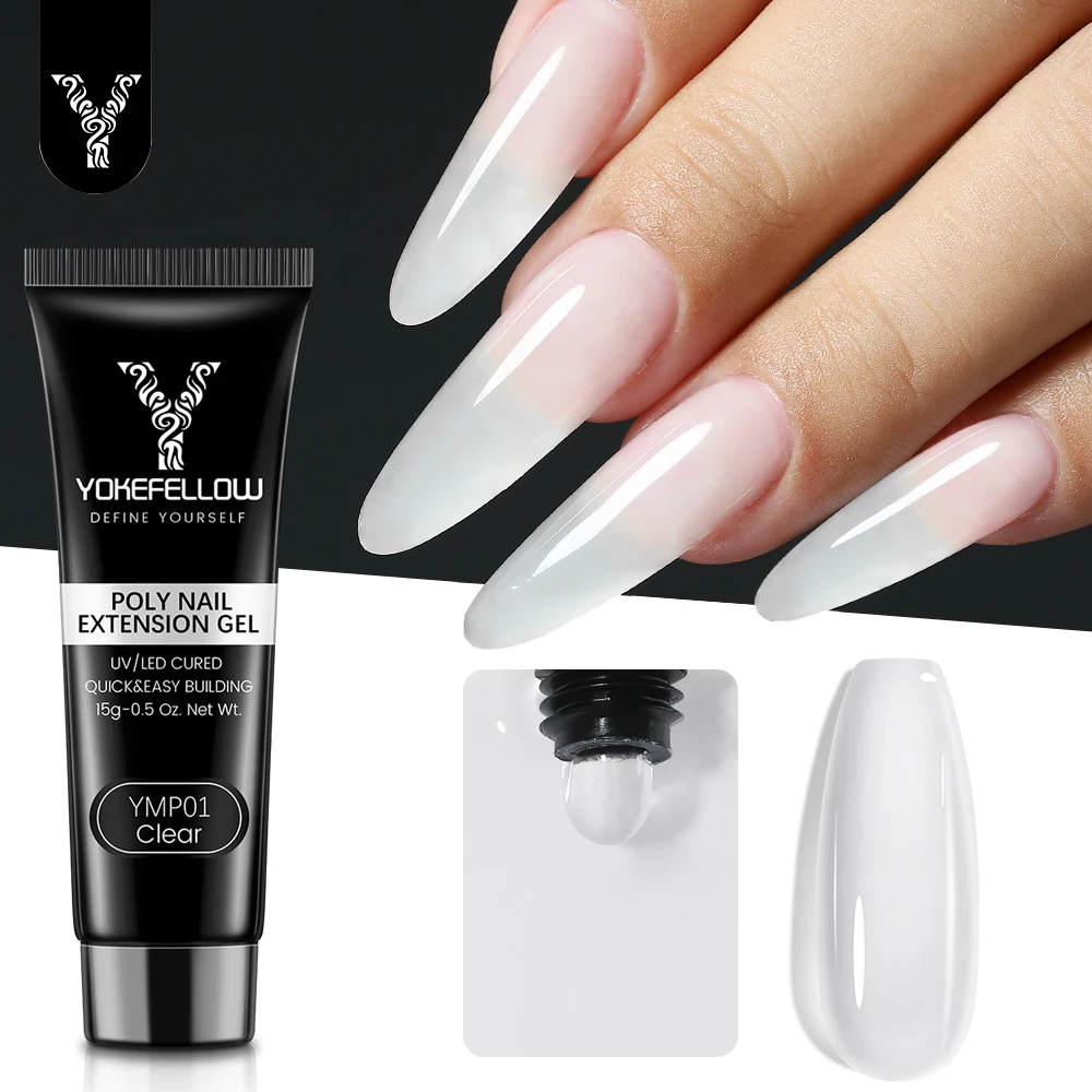 

YOKEFELLOW 15g Poly Nail Gel for Nail Extension Gel Jelly Clear UV Acrylic Gel Crystal Gel Varnish Nail Art Builder Gel DIY