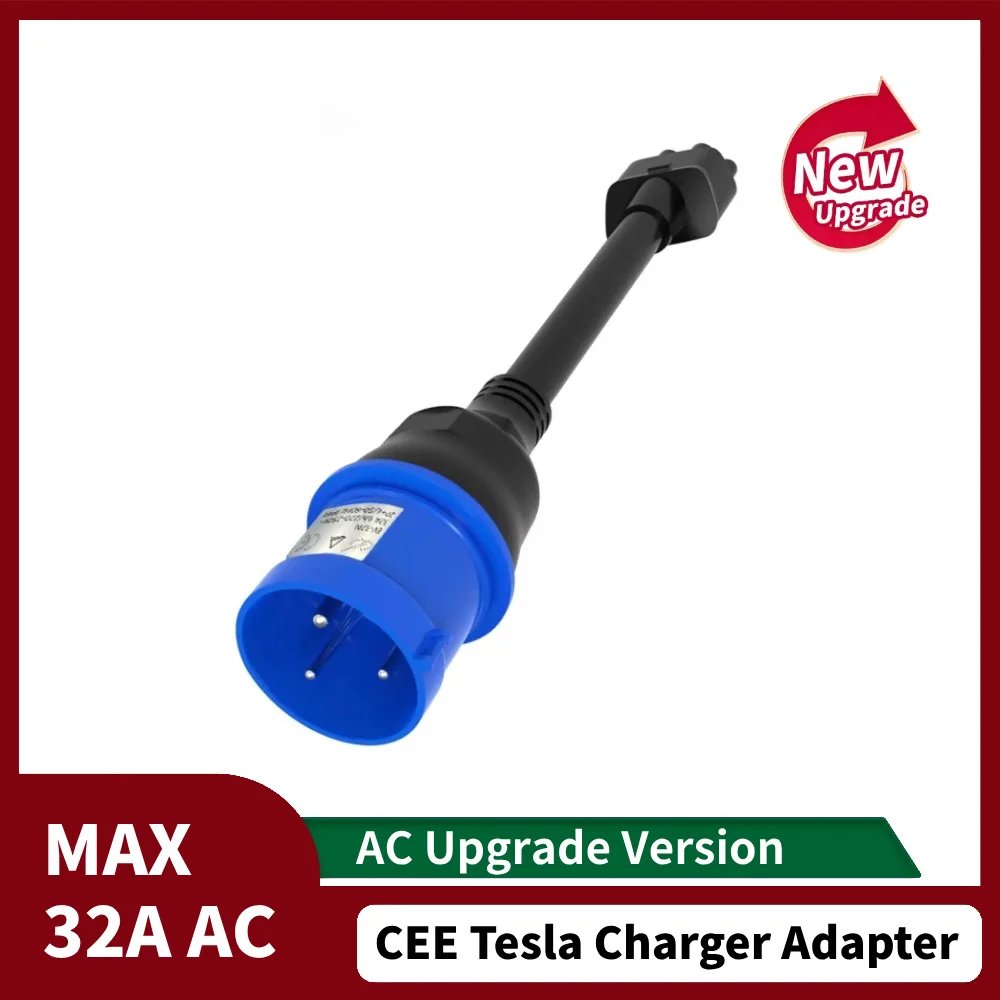 

Для Tesla Model S, 3,X, Y Gen 2 для зарядного устройства Tesla Ev, мобильный разъем, 3-контактный синий адаптер CEE Tesla