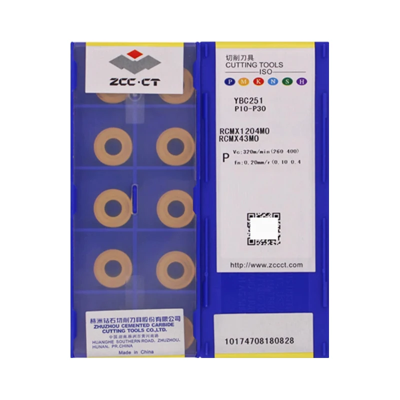 

ZCC.CT RCMX0803MO RCMX1003MO RCMX1204MO RCMX1606MO RCMX2006MO RCMX2507MO YBC252 YBC252 Carbide Inserts for Steel CNC Cutter