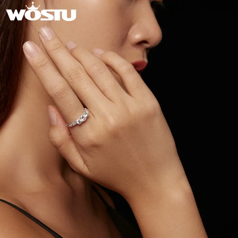 WOSTU 1,1 CT Moissanit-Ring, 925er-Sterlingsilber, Zirkon-Fassung, eleganter Schmuck für Frauen, Verlobung, Jahrestag, Hochzeit, Geschenk