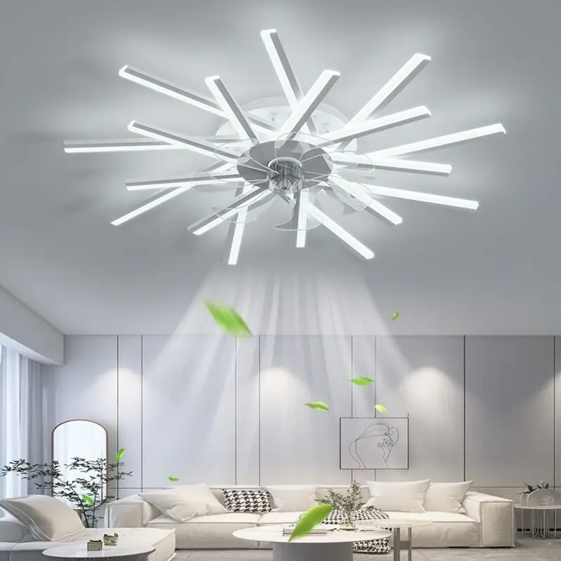 ventilador de teto led invisivel com controle remoto lampada nordica sala e quarto laminas reversiveis novos ventiladores 110v 220v 01