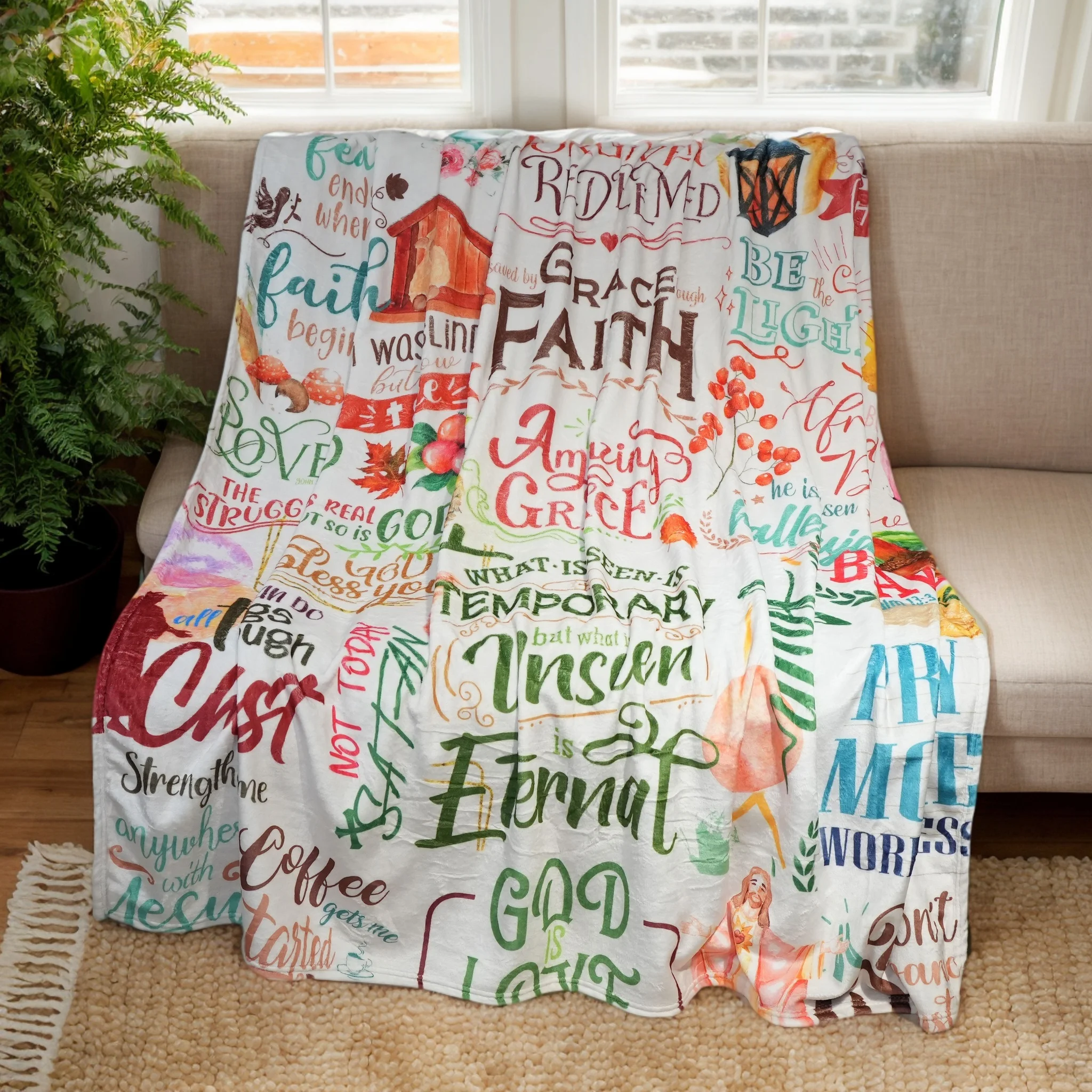 بطانية آية الكتاب المقدس للنساء - رمي مسيحي من القطيفة الناعمة، هدية تشجيع لعيد الأم أو عيد الميلاد أو مناسبة جيدة #1