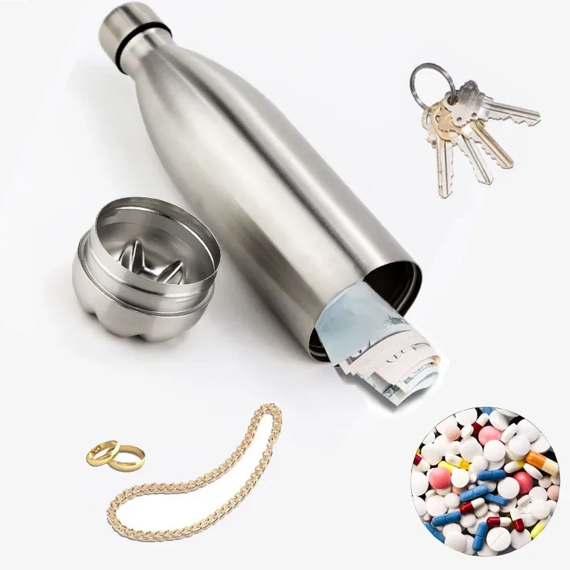 Bouteille d'eau de dérivation de 750ml, bouteille d'eau Portable, organisateur de pilules secrètes, peut cacher en toute sécurité pour l'argent, boîte porte-clés Bonus