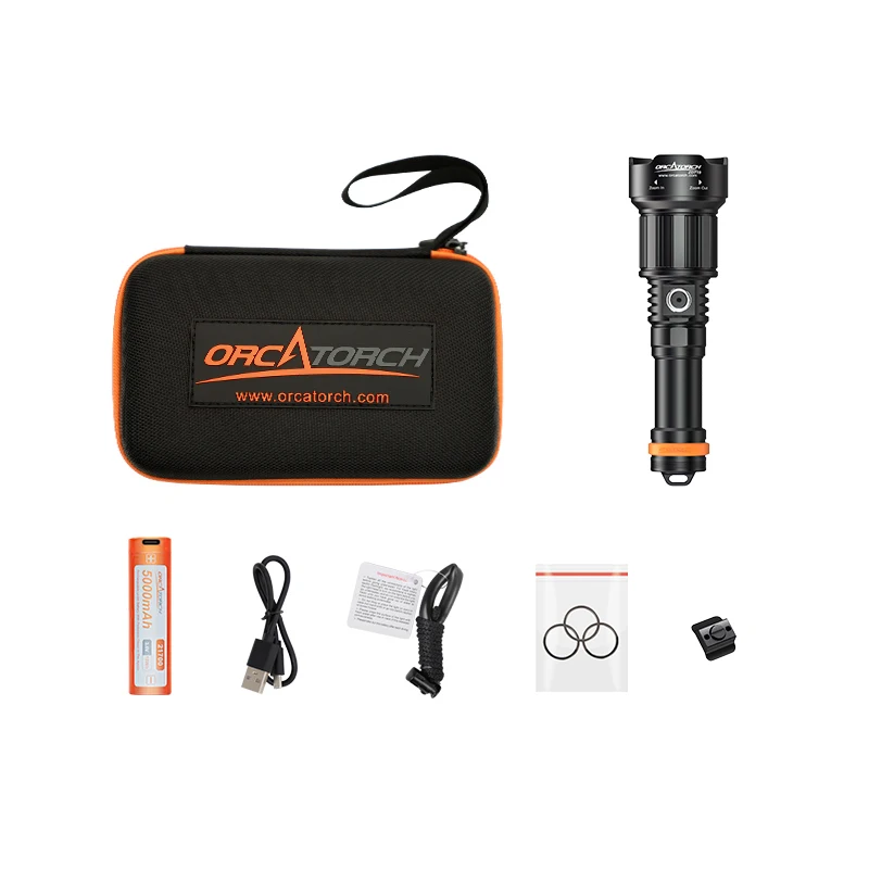 ORCATORCH ZD710 Scuba Diving 2700-Lumen Flashlight Adjustable Beam Angle Torch 150-Meter Waterproof Underwater Photography