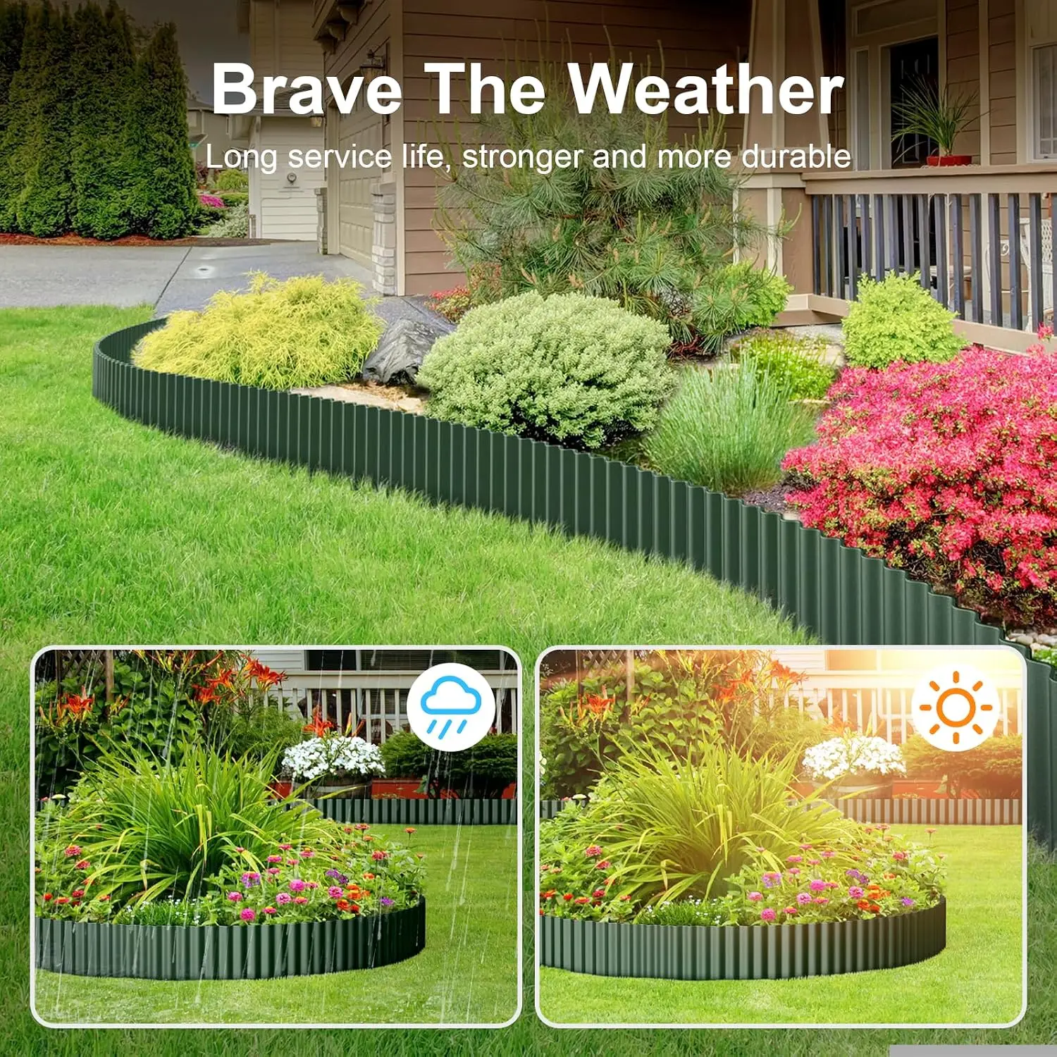 1 Rolle Rasenkante aus Kunststoff, gewellte Gartenbegrenzung, Blumenbeet-Zaun für Rasen und Gemüsegarten, DIY – Detail 5