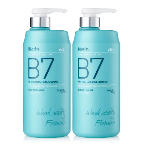 580ml 1+1 트리플에스 약산성 탈모샴푸 10 포레스트스토리 B7 약산성 쿨 탈모 샴푸 1000ml x 2개