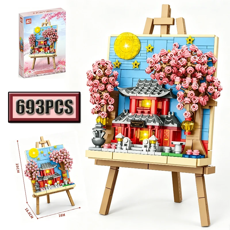 DIY Ocean Shark Panda House Peach Blossom MOC Building Block Model Puzzle Toy - Creative Art Building Set for Adults And Kids