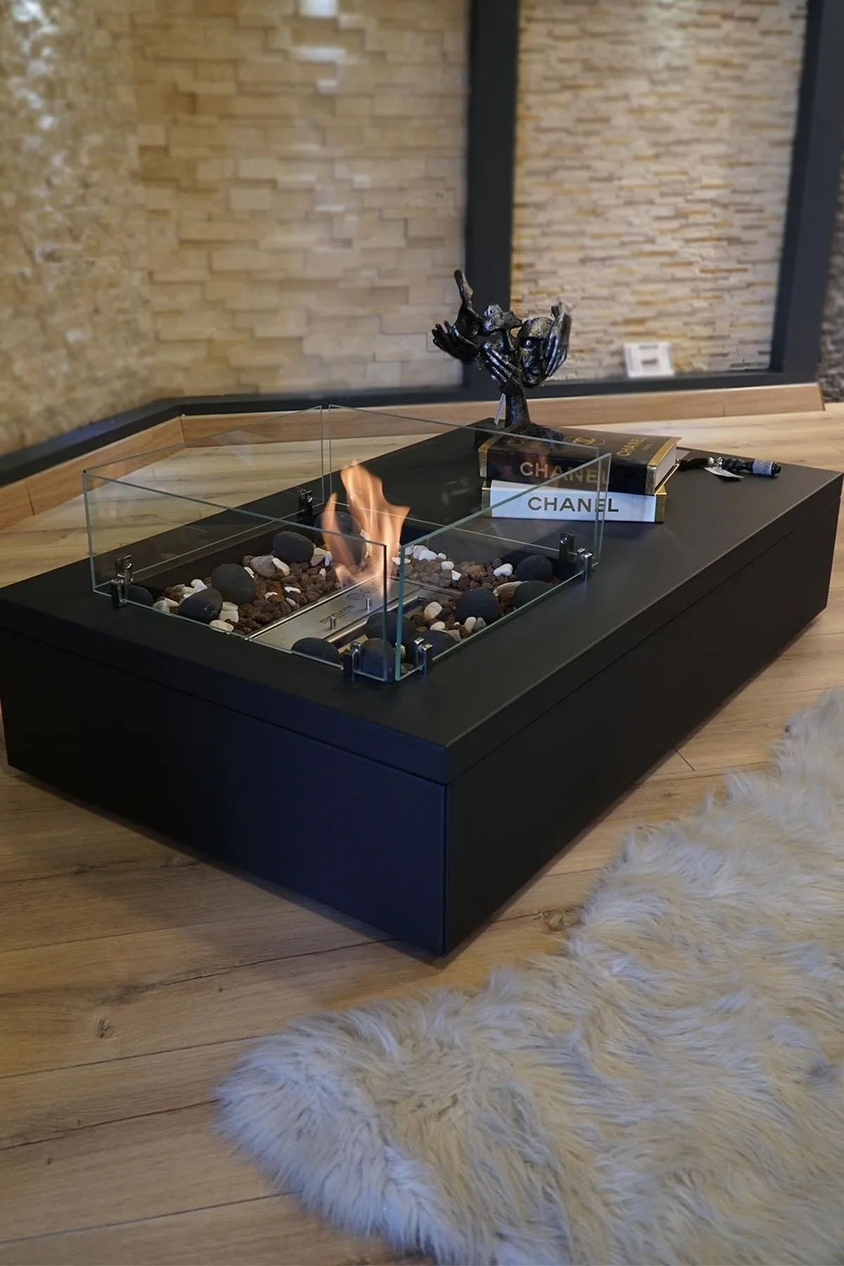 Korflame Rettan Black Flueless Fireplace - Portable Bioethanol Fireplace