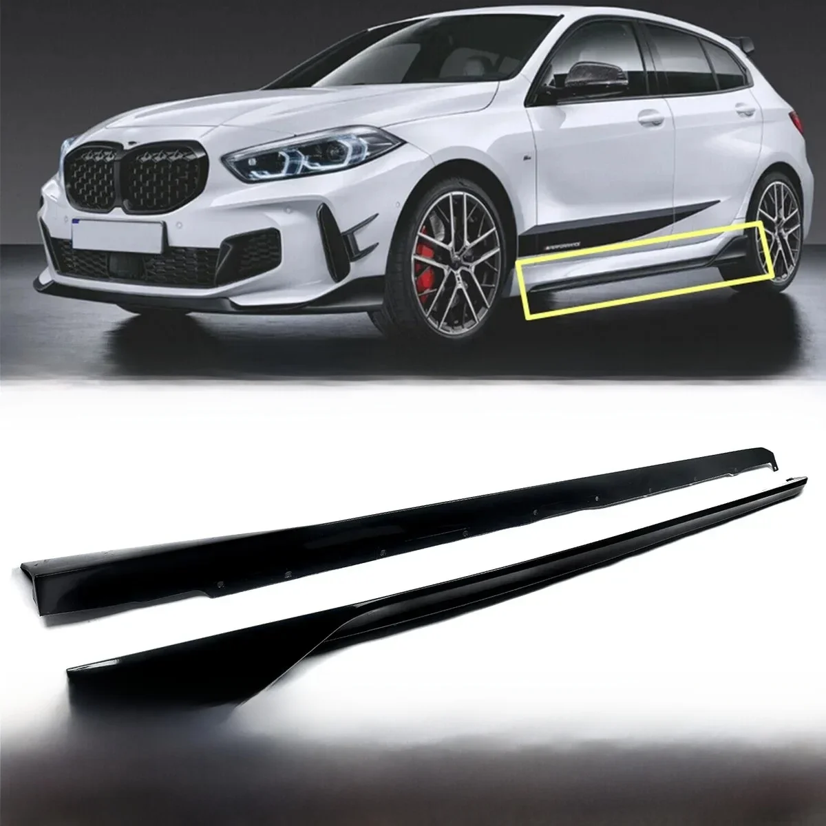 Pour BMW série 1 F40 hayon 2020 2021 2022 jupes latérales Extension 120d 116d 118d M135i 128ti kit de carrosserie de pare-chocs latéral Magickit