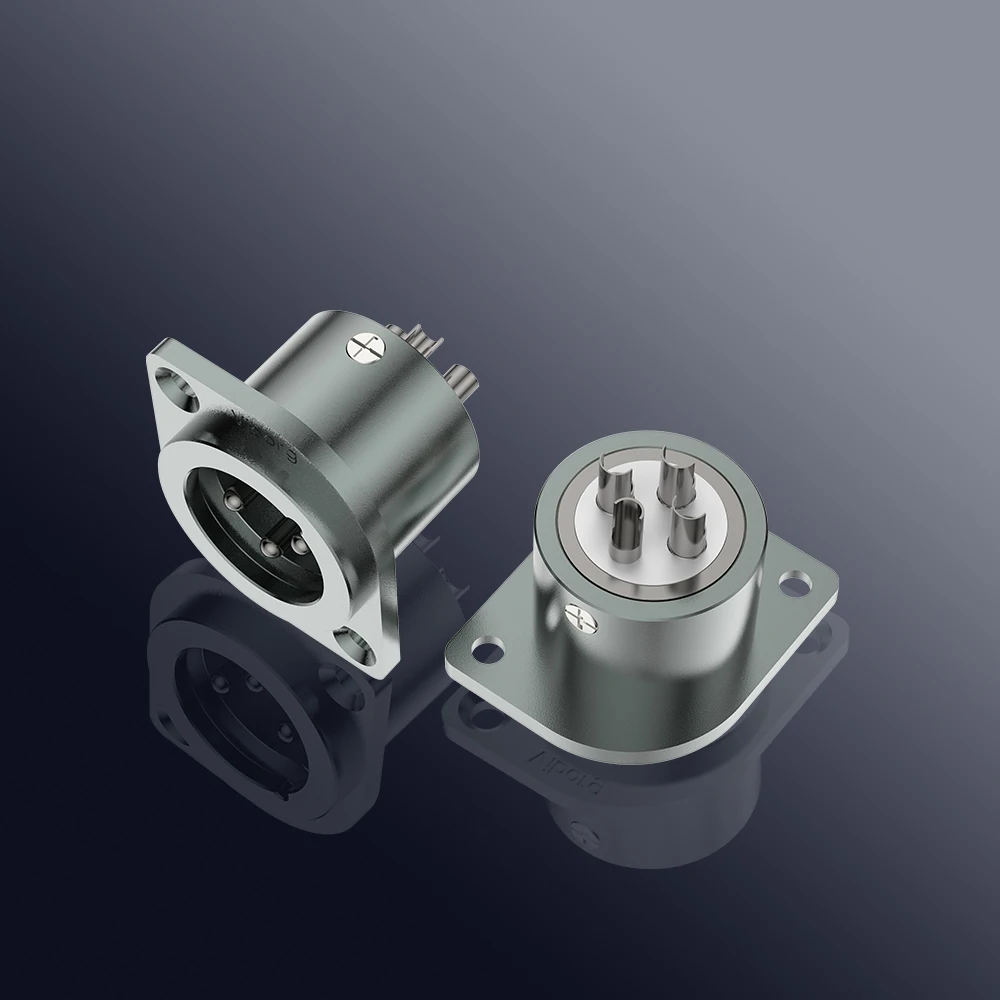 Viborg CM201R pure copper Rhodium plated XLR 3 Pin male Chassis Panel Mounted Socket Adapter Soldering XLR socket Male socket