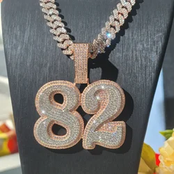 Hip Hop Jewelry Custom Name Pendant Capital 18K Gold Plated Full Iced Out Letter Pendant Necklace For Women Man