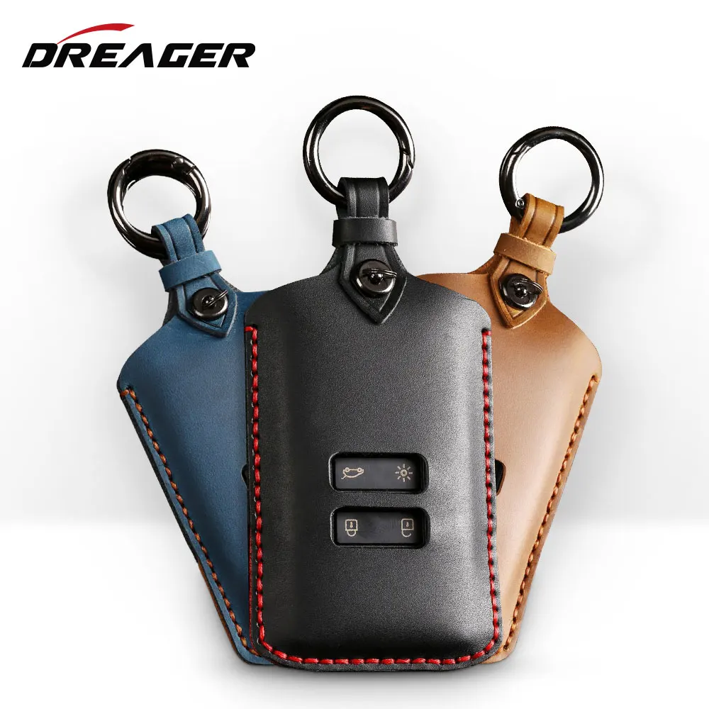 

Top Layer Leather Car Key Case Cover For Renault Megane 4 Clio Talisman Captur Kadjar Fluence Arkana Kangoo Scenic Trafic Laguna