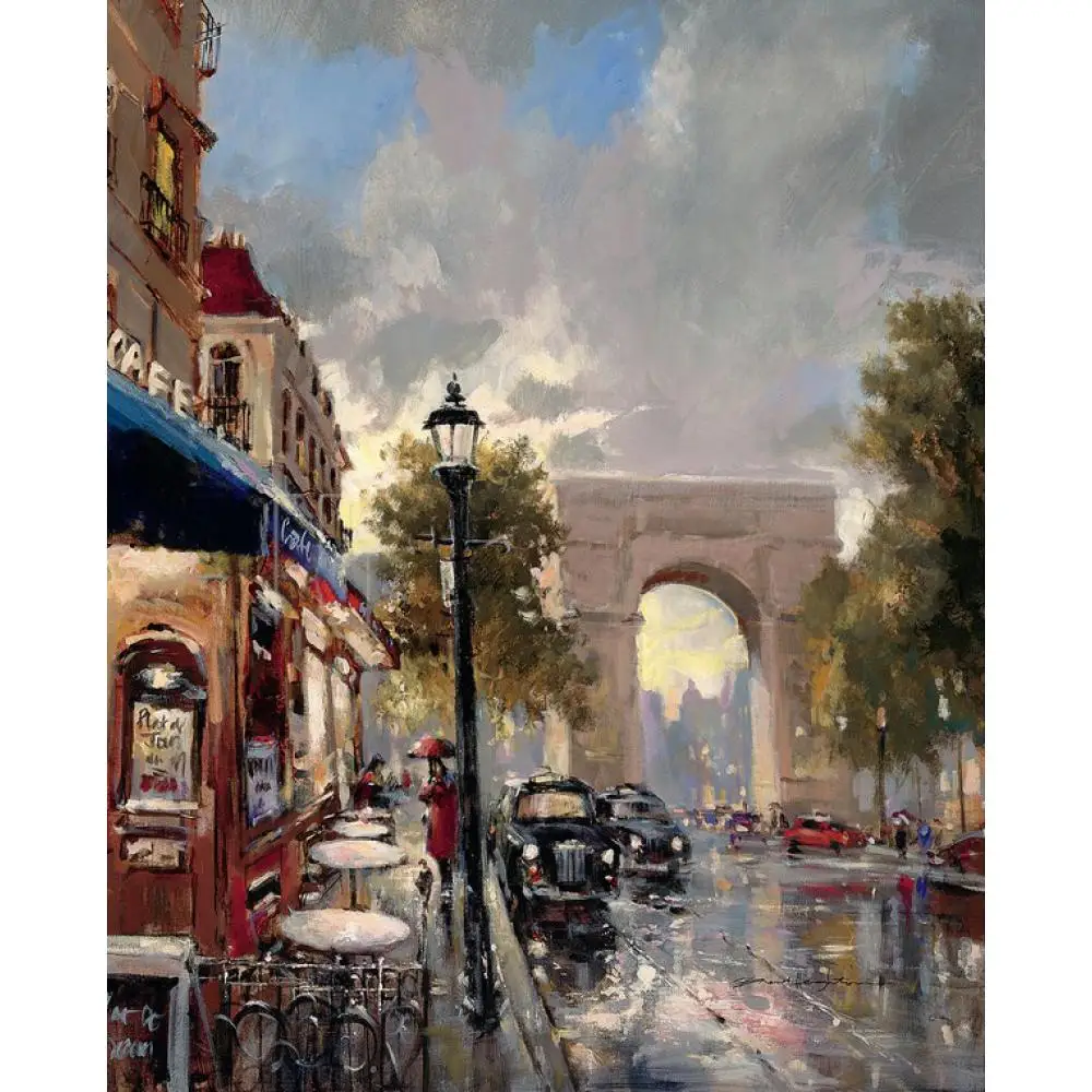 

Handmade Oil Painting Canvas Art French Streets Scenes Arc De Triomphe Avenue Modern Landscape Artwork High Quality Wall Decor