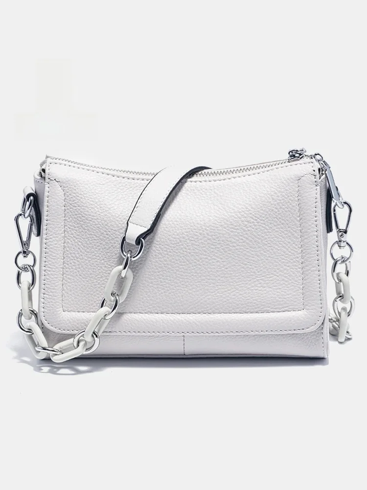 Zency 2024 New Fashion akrylowe torebki z łańcuszkiem miękka skórzana górna torba z uchwytem dla kobiet luksusowa mała torba pod pachami biała Crossbody — zdjęcie 2