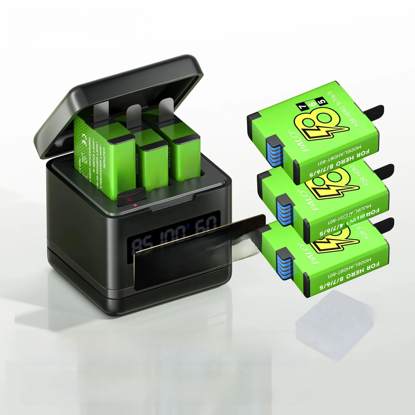 Batterie 1800mAh pour GoPro Hero 8 hero 7 hero 6 hero 5 batterie noire avec chargeur LCD à 3 emplacements pour caméra de Sport Go Pro Hero 8 7 6 5