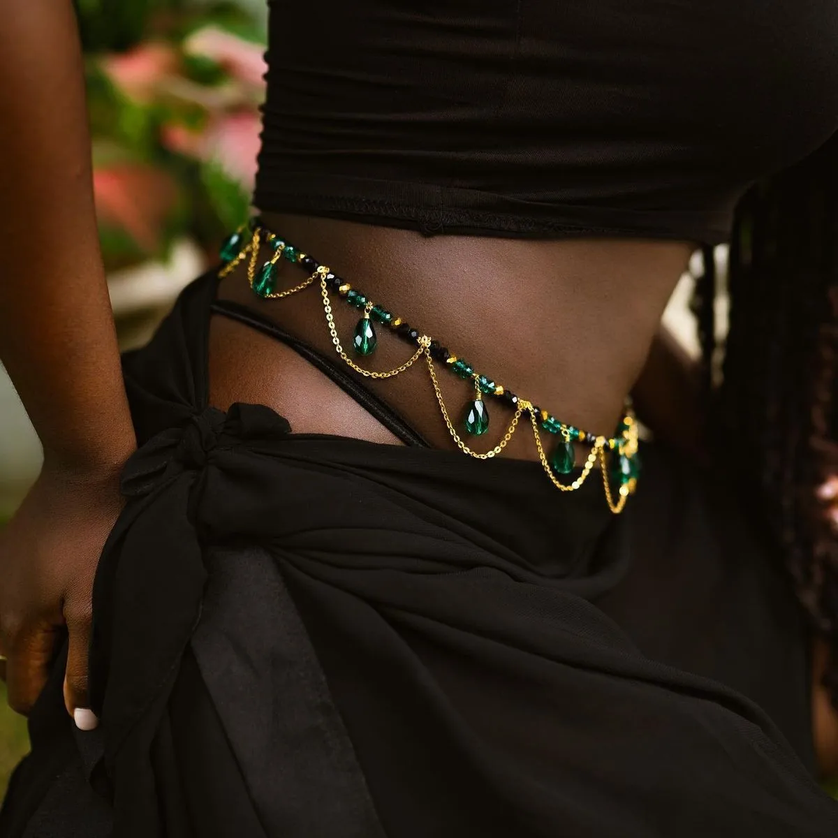 

Европейская и американская имитация кристаллов, сверкающая бусина, поясная цепочка, простая волна, подвеска, цепочка для тела, аксессуары для женщин