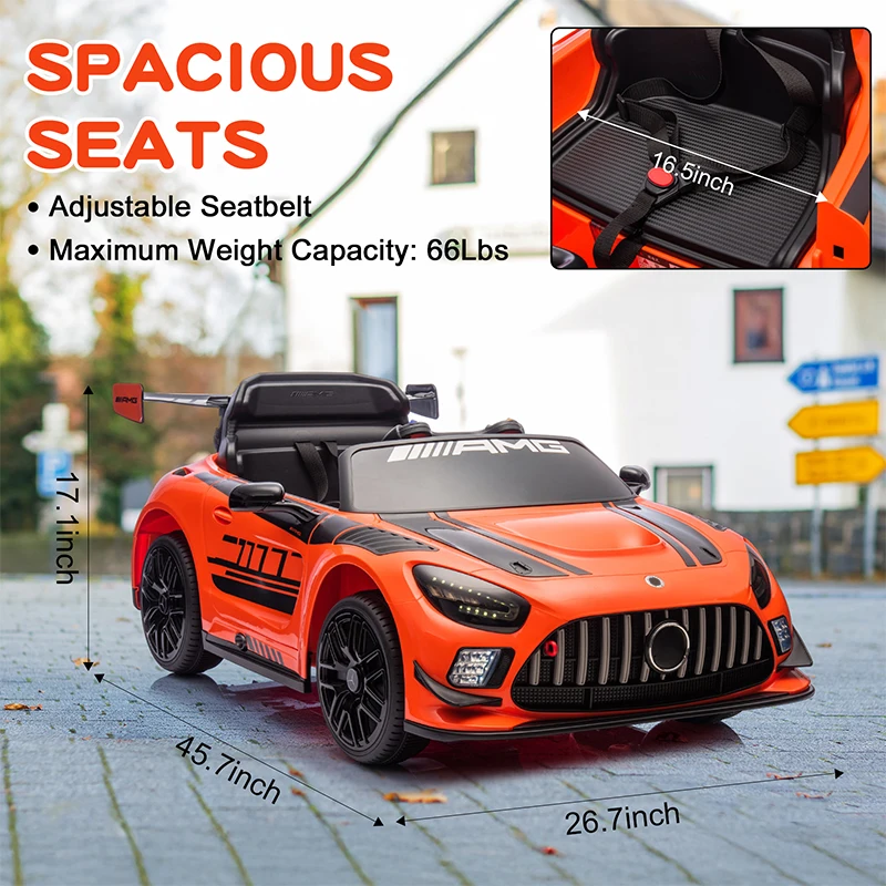 Coche de juguete de 12V con licencia AMG GT3, vehículo eléctrico para niños, coche de paseo con batería para niños, regalos con música de Control remoto