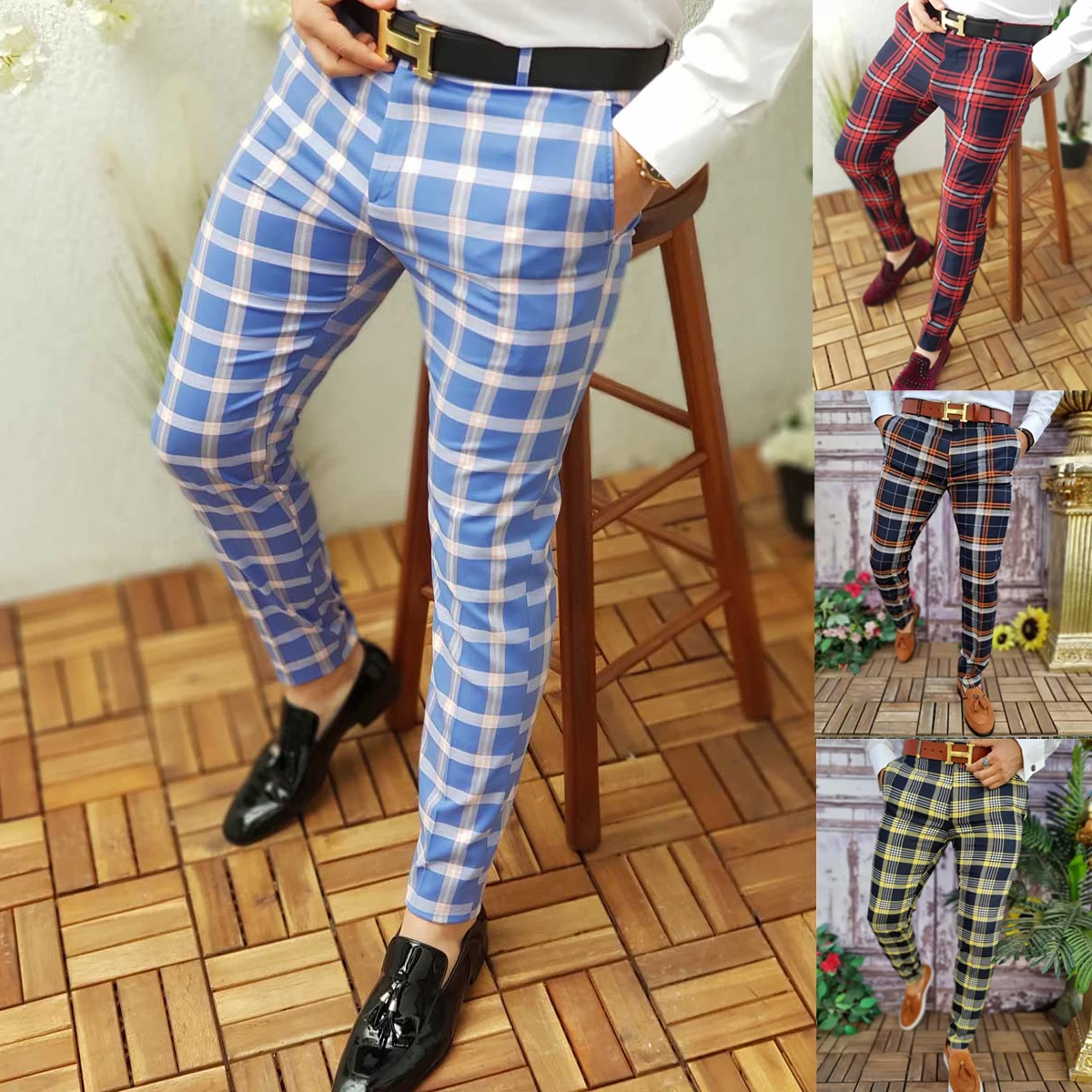 

2022 NEW Men Business Casual Trousers Retro Pattern Print Straight Long Pants Mens Spring Autumn Fashion Streetwear