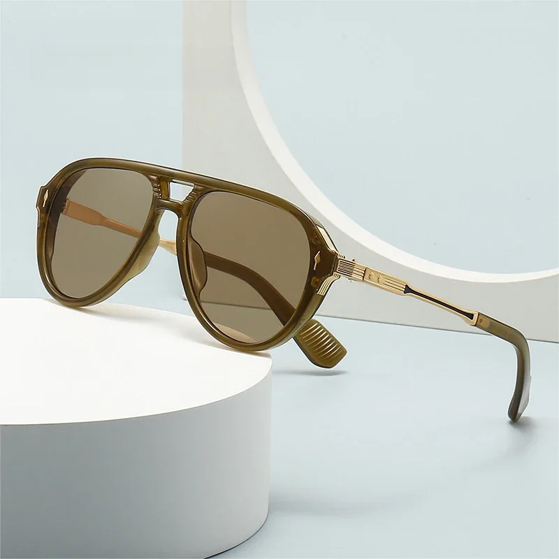 SHAUNA Retro Dubbele Bruggen Pilot Mannen Zonnebril Modemerk Designer Shades UV400 Trending Klinknagels Vrouwen Luxe Zonnebril - afbeelding 2