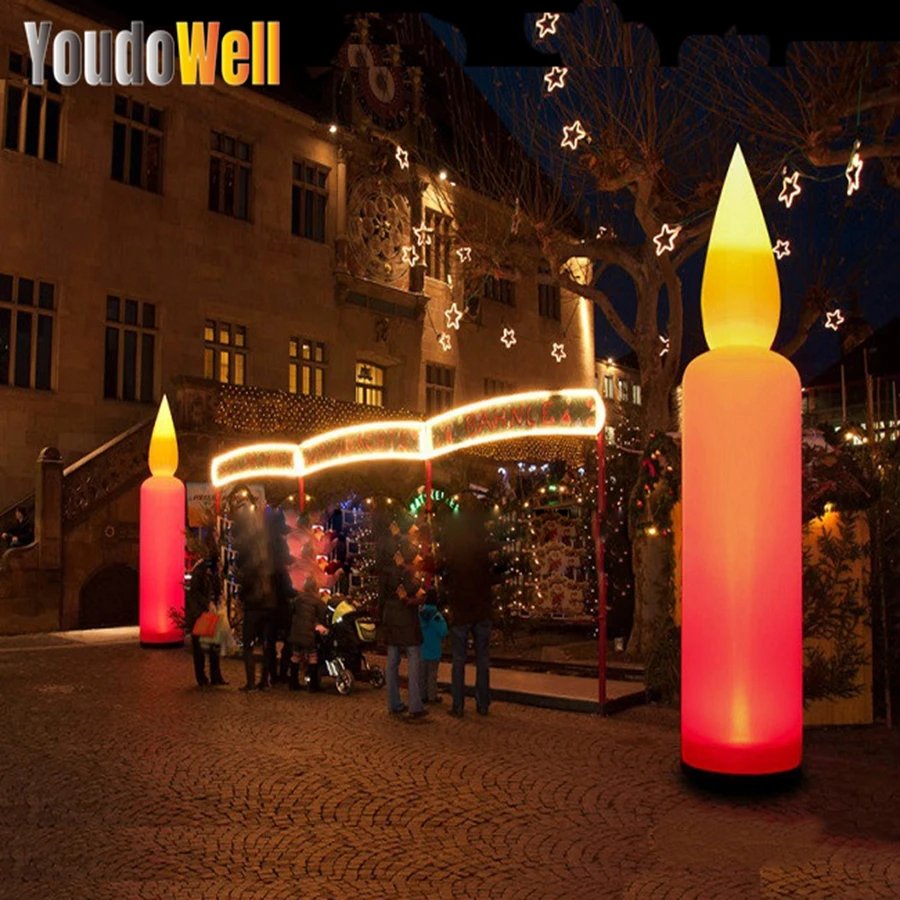 

Large Red Inflatable Candle With Light Portable Suitable For Hanukkah Party Activities