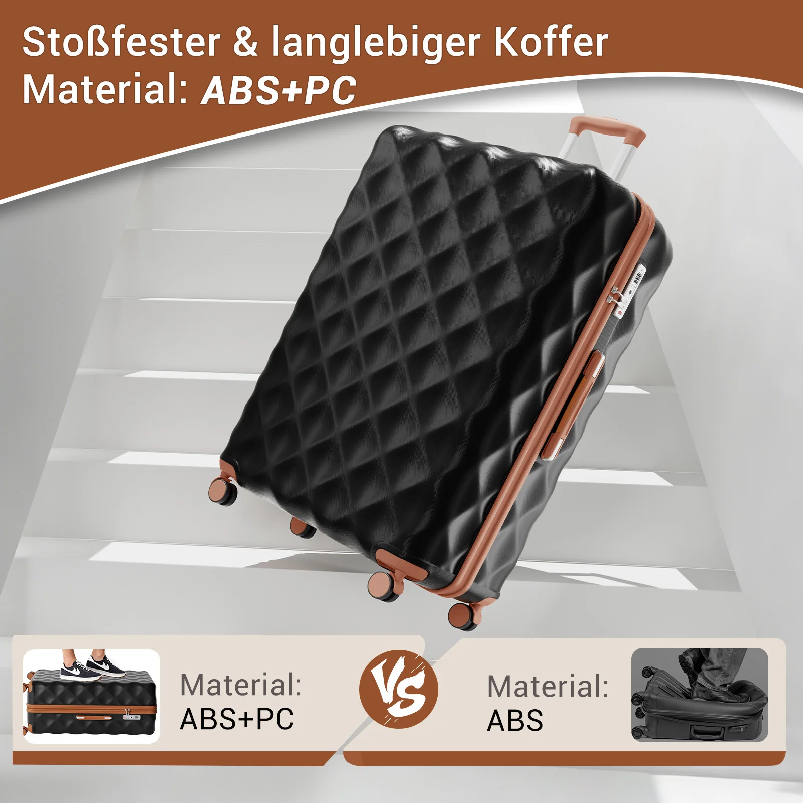 KONO Hartschalenkoffer-149L Großvolumen & Leichtbau ABS+PC, Extra Großer Reisetrolley für Langstreckenflüge