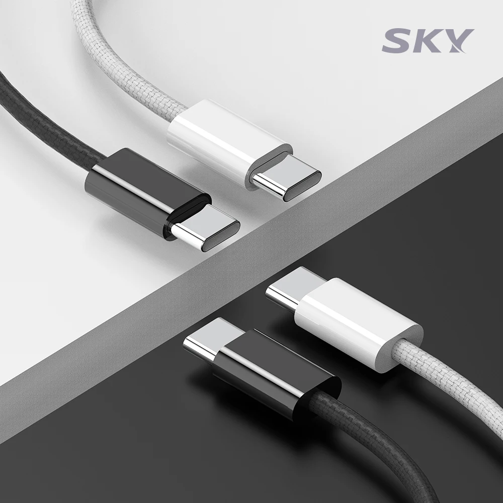 [2EA] كابل شحن سريع من النوع SKY 240 وات PD3.1 C إلى C من القماش عالي الجودة بطول 1 متر