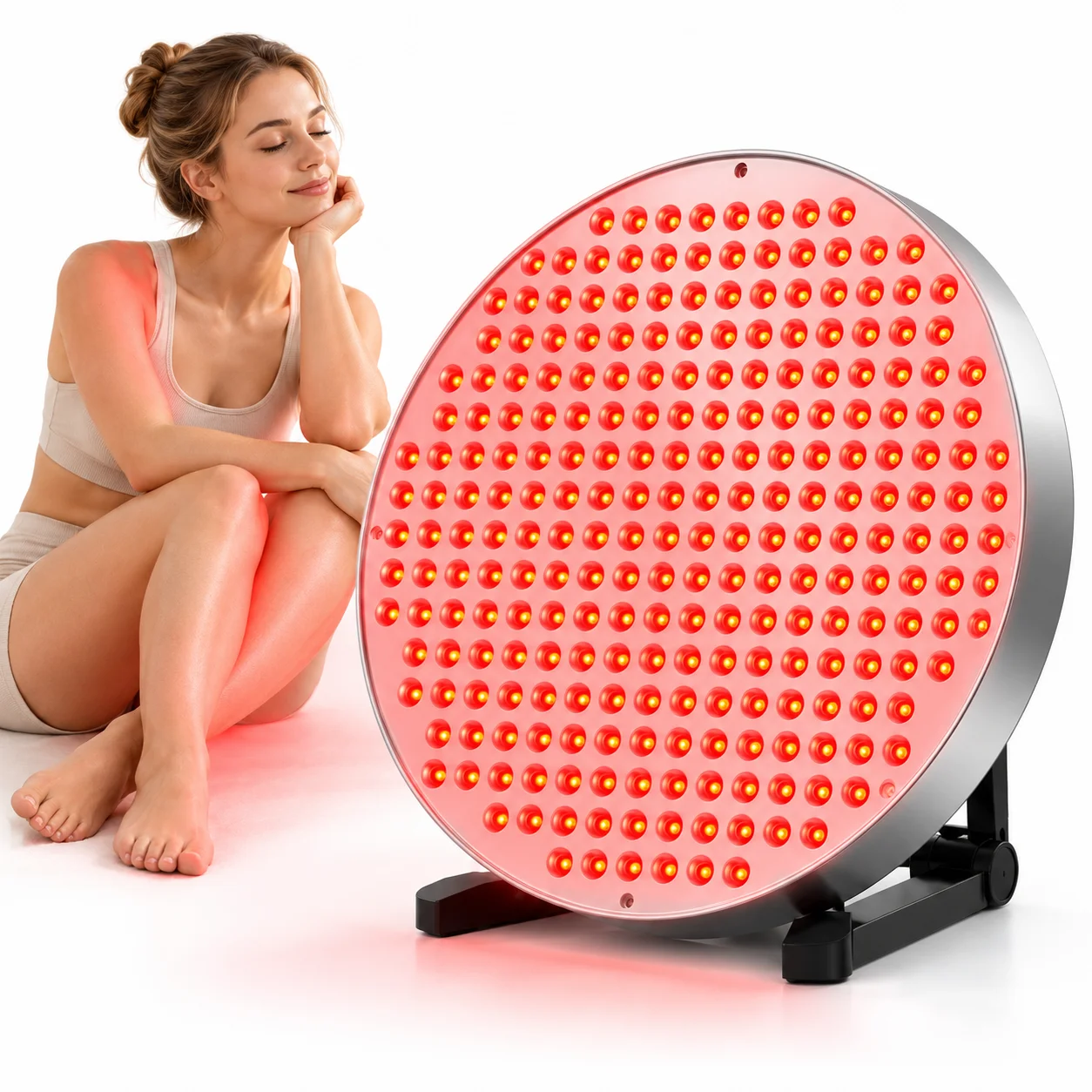 Red Light Therapy Torch 660Nm - 250個のLEDを使用した赤色光療法パネル。波長660nm、850nmの近赤外線ランプを搭載。高さ調節可能なスタンド付き。全身の筋肉の回復、スキンケア、家庭用療法に。
