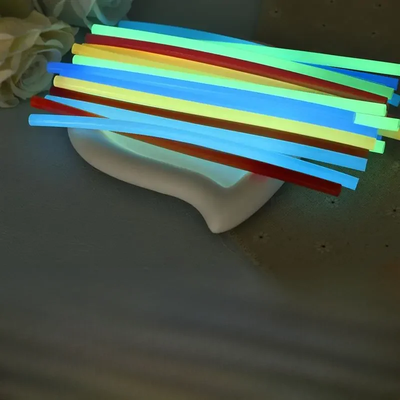 Bâtons de colle chaude Shoous translucides, banc d'avertissement pour bricolage, timbre de nuit, décoration noctilucent, 7mm x 200mm, 5 pièces