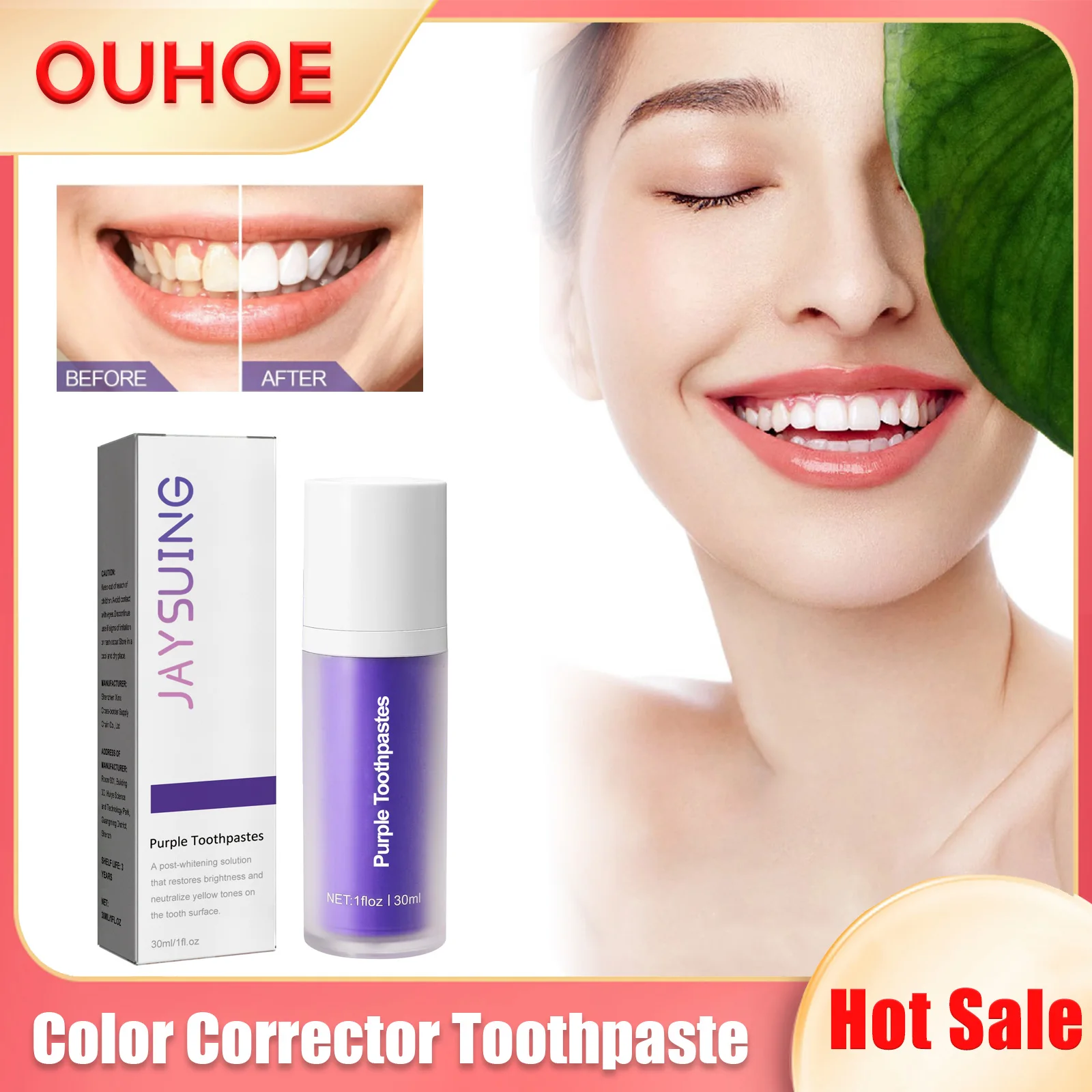 

Purple Toothpaste Whitening Teeth Corrector Remove Tooth Plaque Stains Reduce Yellow Fresh Breath Brightening Clean Oral Hygiene