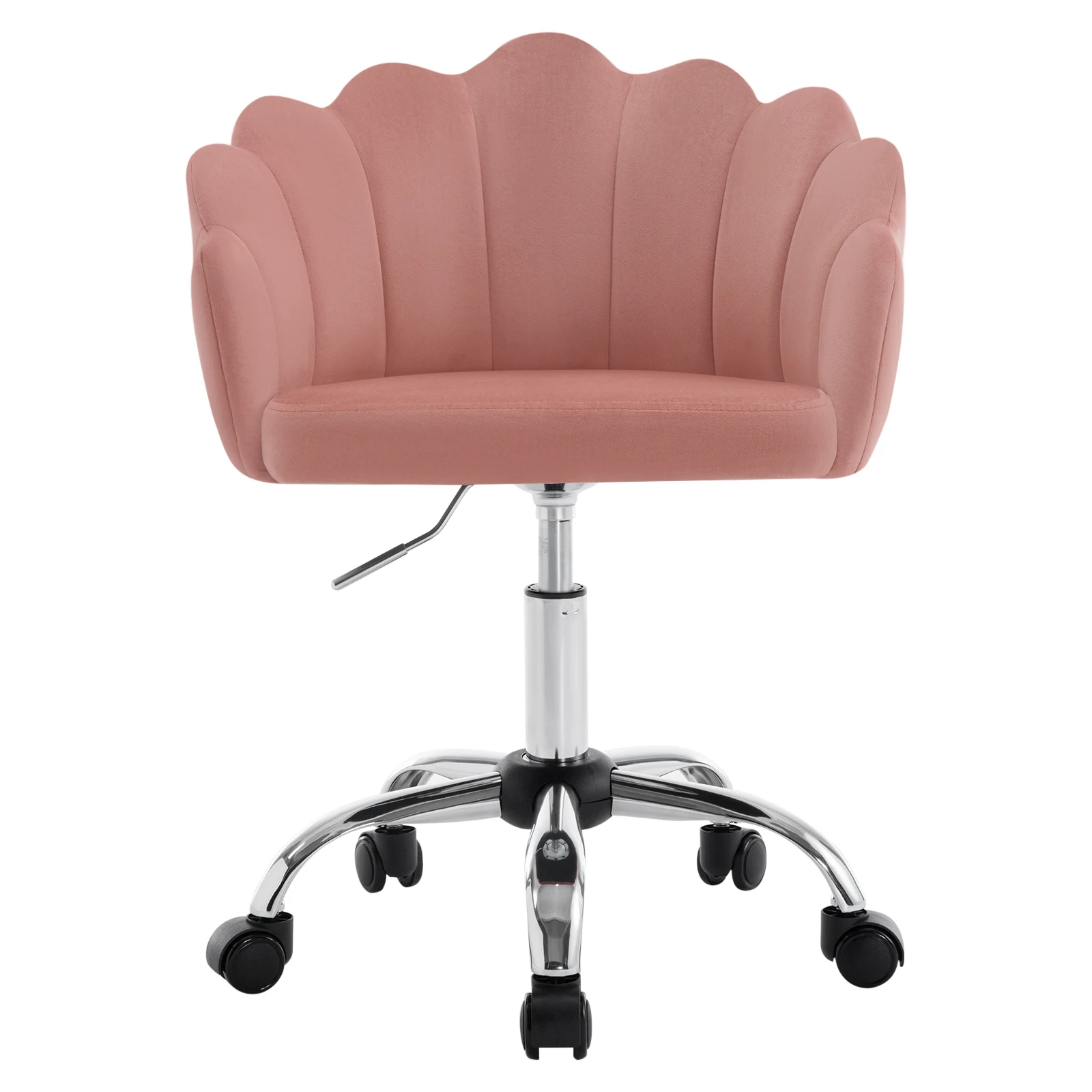 Velvet Swivel Dressing Chair Ergonomic Desk Chair with Petal Backrest Wheels Height Adjustable Shell Armchair