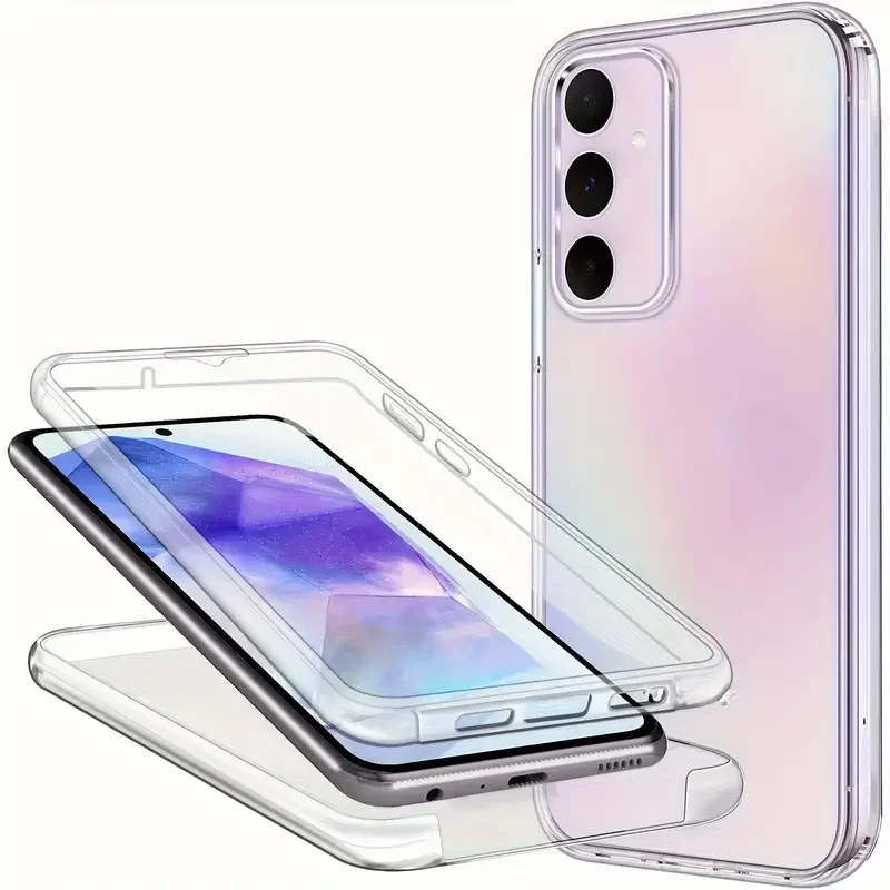 Coque de téléphone transparente Double face, étui complet PC + TPU pour Samsung Galaxy A15 A05S A14 A13 A12 A54 A55 A35 A25 A24 5G