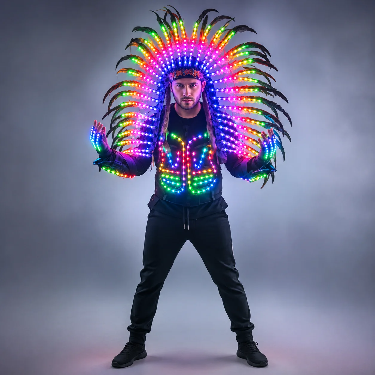 Costume en tricot à LED Shoous Armor Light Up Jacket, Costumes étincelants, Bar imbibé, Dance Team, DS Singer, DJ Nightclub, Full Document