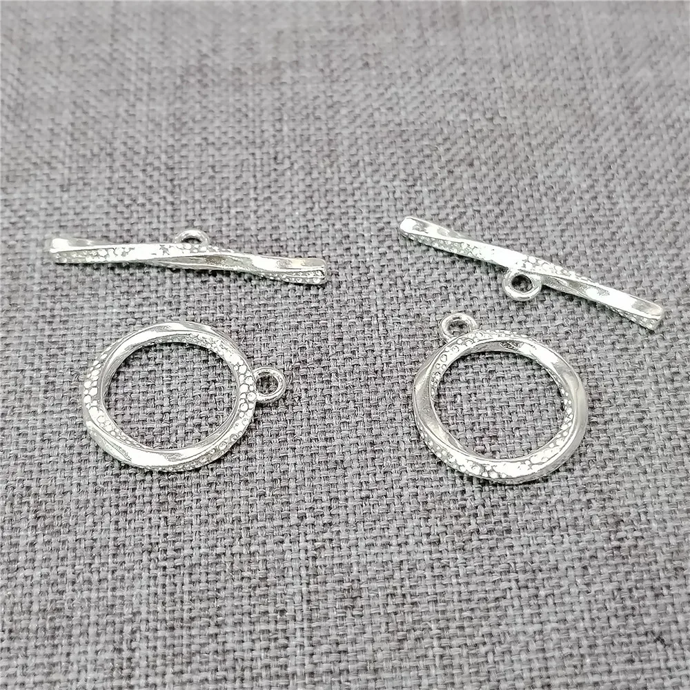 1 Set of 925 Sterling Silver Round Concave Toggle Clasp Set for Bracelet Necklace 11mm