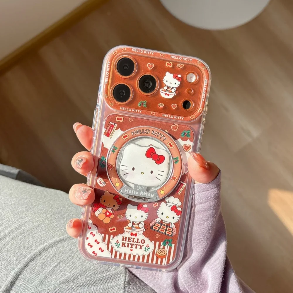 Kawaii Chef Cartoon Cat Magnetic Stand Phone Case for iPhone 18 17 Pro 16 Max 15 16 17 18 Pro Max 15 Pro Fashion Anti-fall Cover