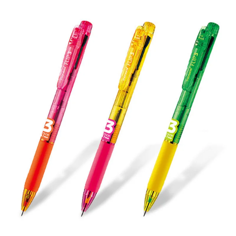 Monami flip 3 fluorescent 3 color ballpoint pen