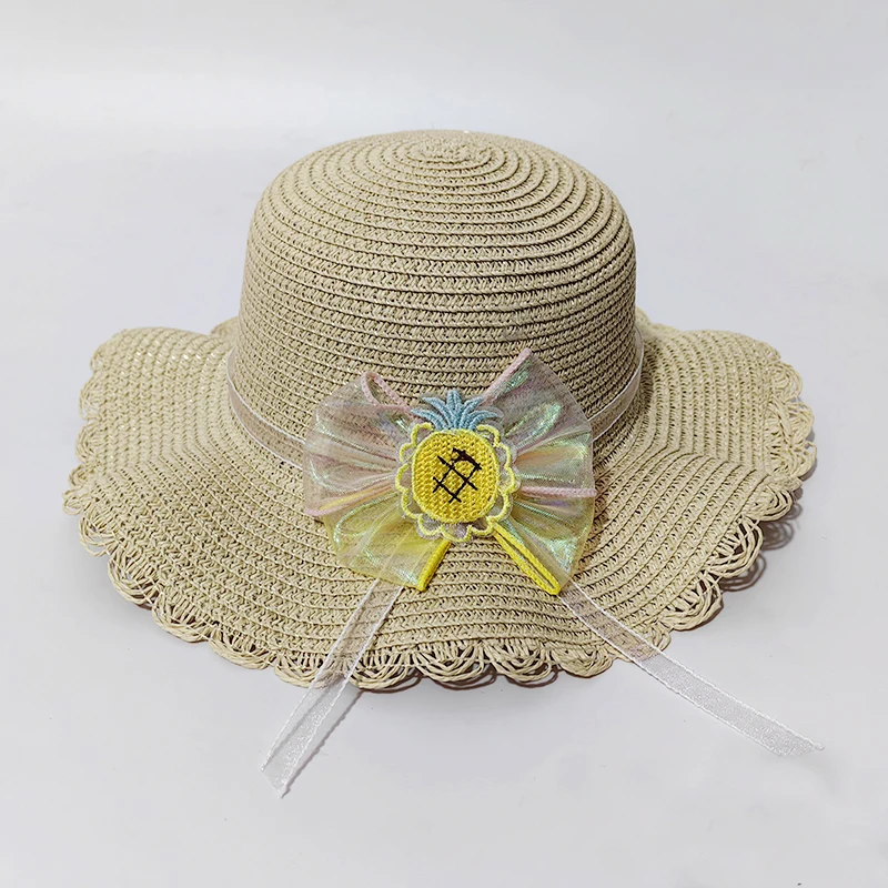 

Flowers Summer Straw Hat Wide Brim Lovely Sun Protection Hat Travel Beach Pool Children's Birthday Gift