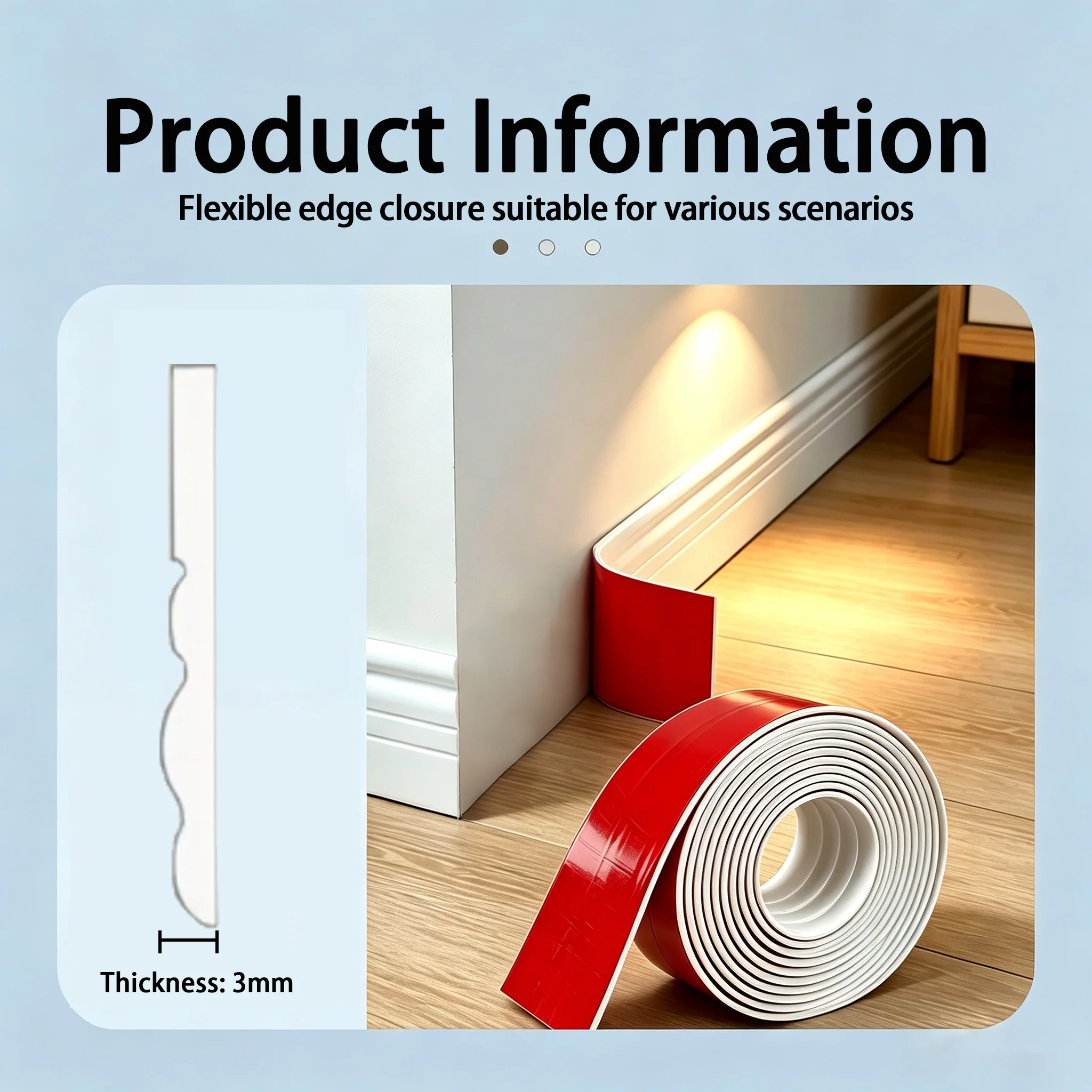 1 Roll Of 5-Meter Three-Dimensional Self-Adhesive Wall Sticker, 3mm PVC Skirting Board, Elegant And Simple Home Decoration.