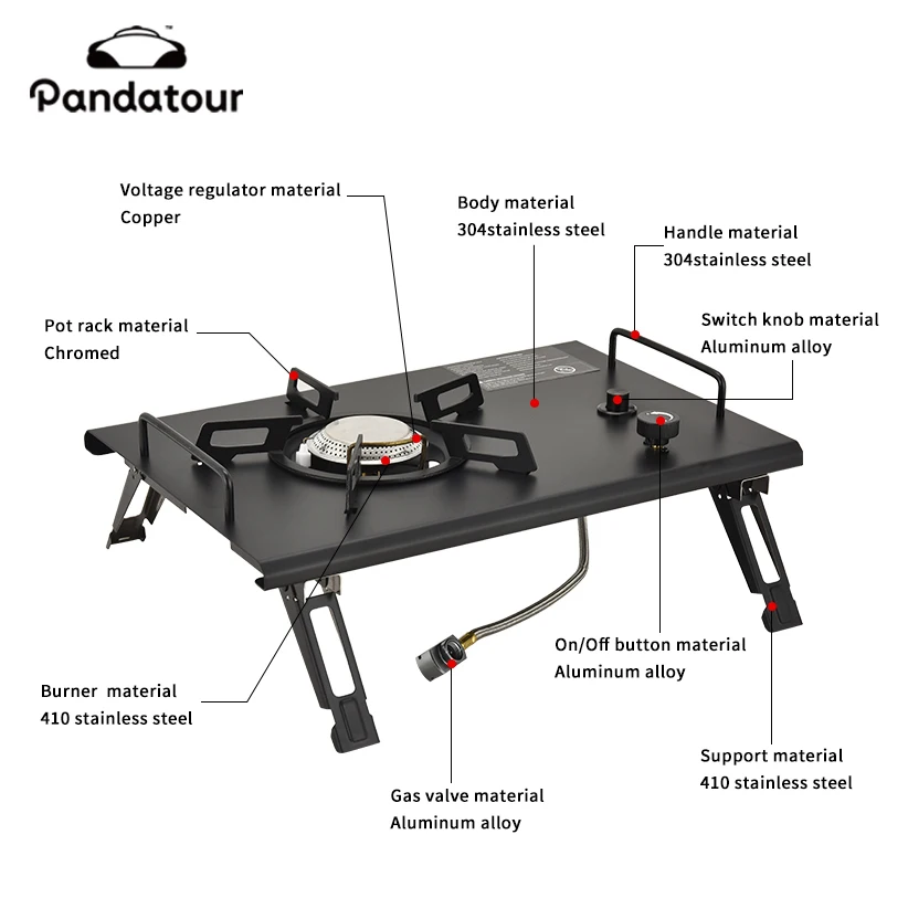 Pandatour 2025 IGT Outdoor Camping Furnace Stove Folding One-touch High Firepower Stove Suitable For Terraces Camping Stove image 3