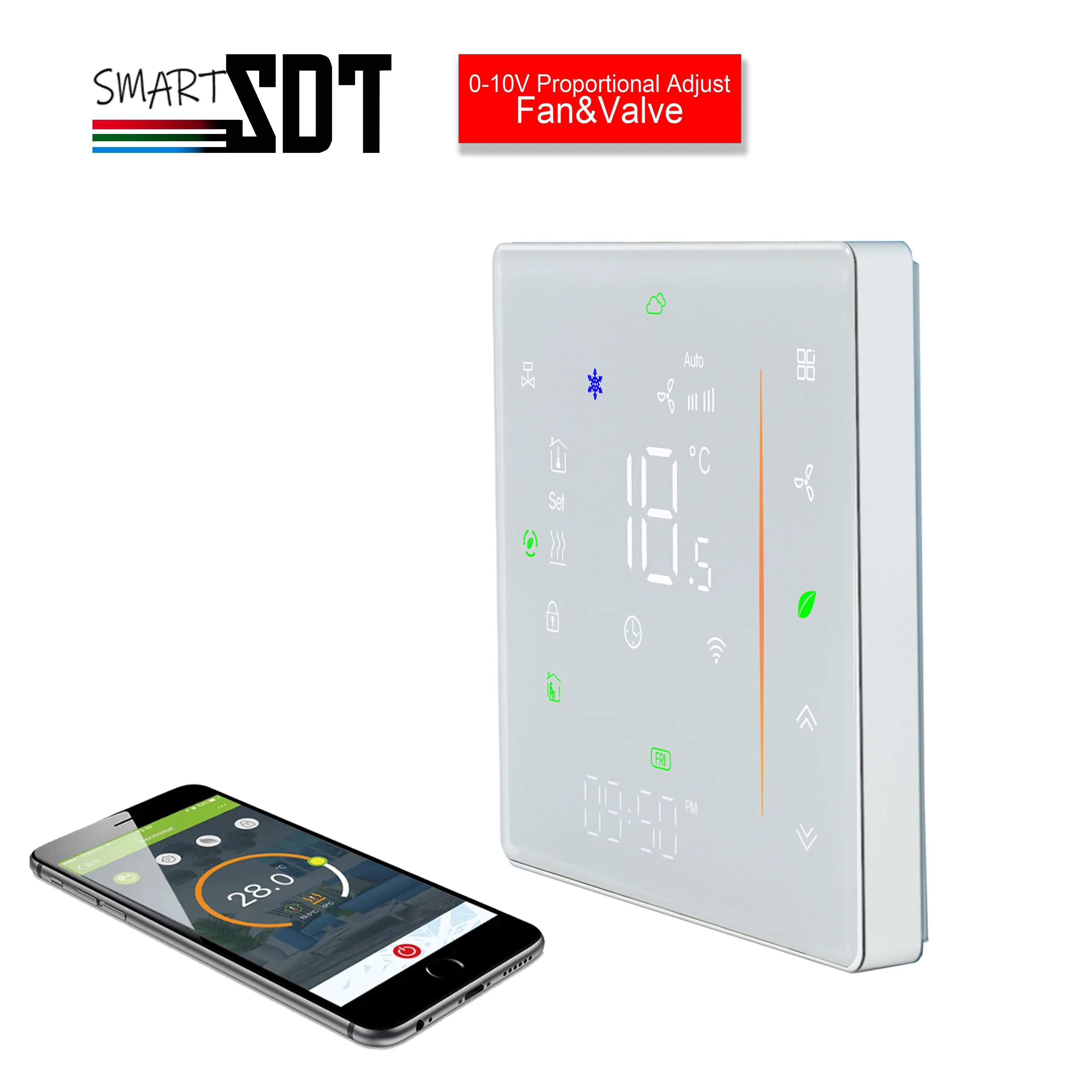 Imagem -02 - Controle Remoto Zigbee Wifi Protocolo Rs485 Ventilador e Válvula 010v Termostato Interruptor on e Off Opcional Quente e Frio 24 110 220v