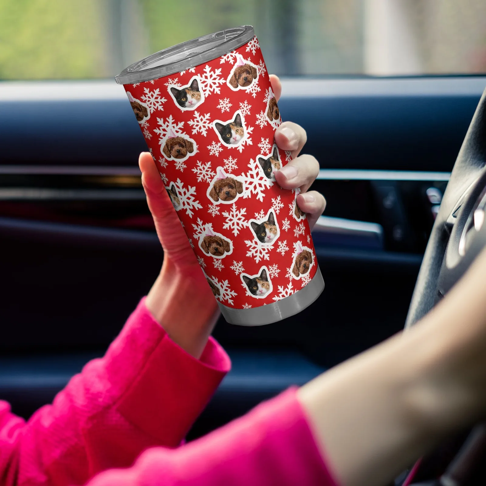 كوب ماء مخصص 20 أونصة مخصص لعيد الميلاد للحيوانات الأليفة معزول كوب شخصي للسفر للكلاب هدايا عيد الميلاد #3