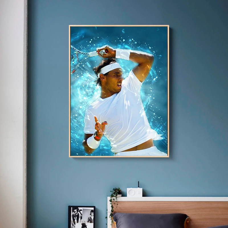 لاعبو التنس المشهورين روجر فيدرر رافاييل نادال بوسترات قماشية مطبوعة فن جدار البوب الرياضي لغرفة المعيشة ديكور المنزل