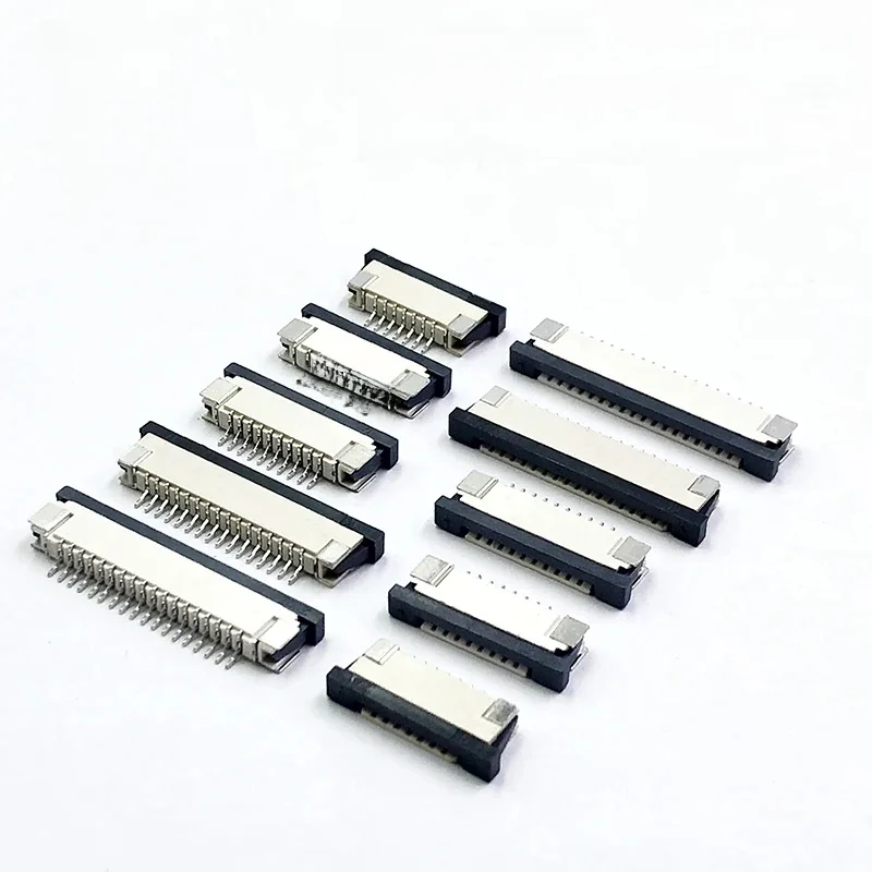 Connecteur FPC FFC 0.5mm 1.0mm, 10 pièces, câble plat, connecteurs PCB SMT ZIF 4 5 6 7 8 10 12 16 18 20 26 28 30 32 36 40 50 54 60P P