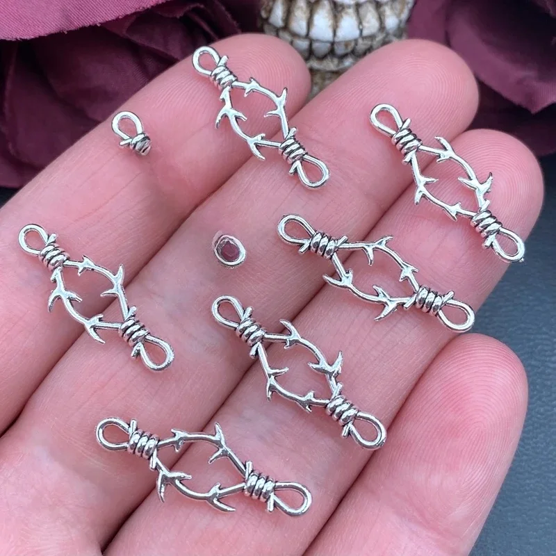30 pièces 26.5x11mm 3D épines connecteurs métalliques breloques gothique collier Bracelet bricolage épines breloques bijoux artisanat fabrication