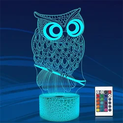 Animal Owl 3D Nightlight Bedroom Nightlight Cute Bird Toy Nightlight Creative New Strange Gift Desk Lamp USB Atmosphere Light