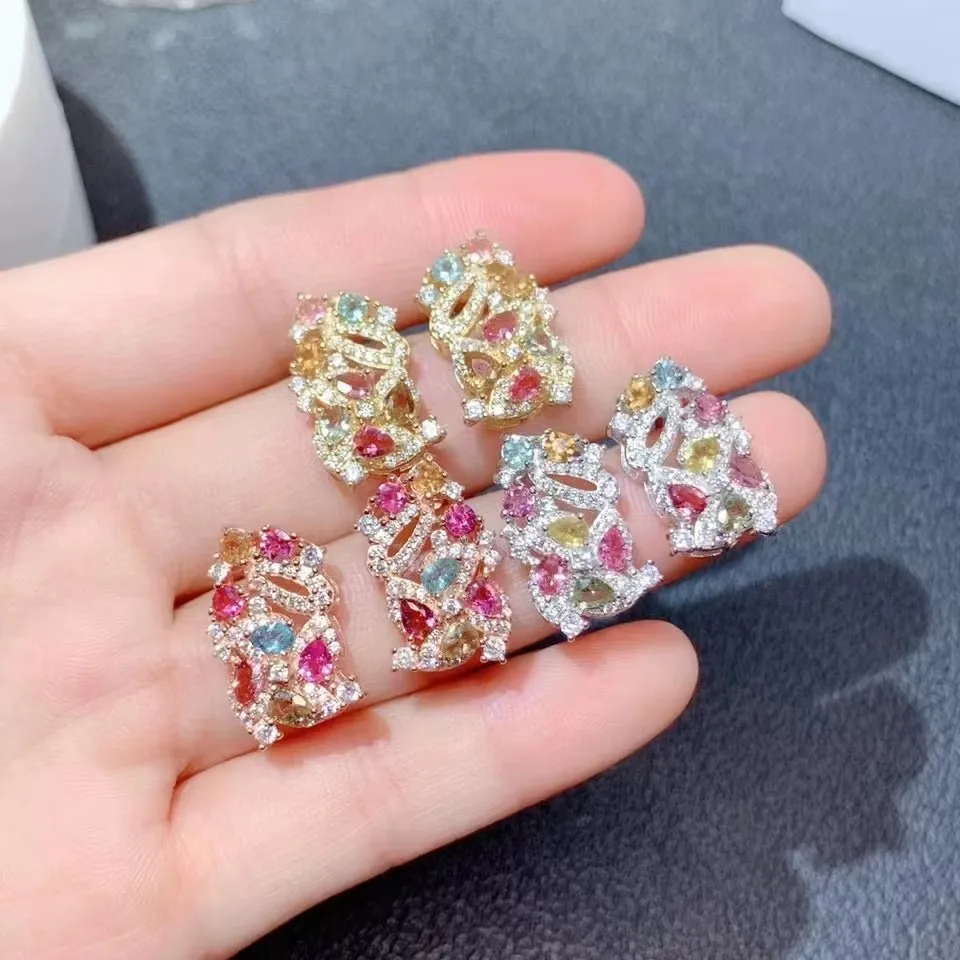 

KJJEAXCMY Brand Boutique Women's Luxury Earrings Jewelry 925 Sterling Silver Natural Tourmaline Gemstone Girl's Birthday Gift