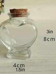Empty Mini Glass Heart-Shaped Bottles with Cork Stoppers Small Glass Bottles Jars for DIY Art Crafts Decoration Party Supplies